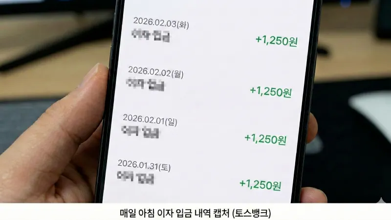 매일 이자가 들어오는 발행어음형 CMA 수익 인증 캡처와 통장 쪼개기 효과