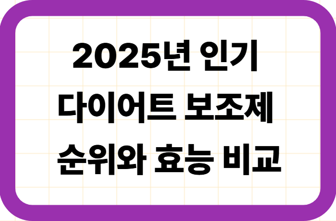 2025년 인기 다이어트 보조제 순위와 효능 비교