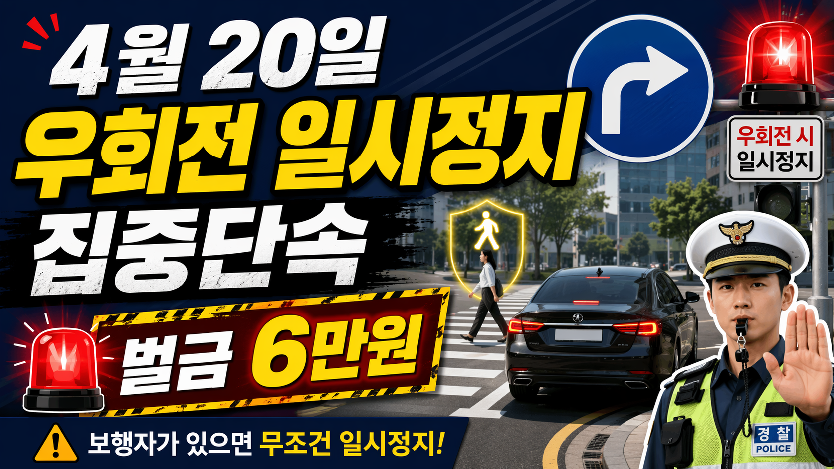 우회전 집중단속 오늘(26년4월20일)부터 시행