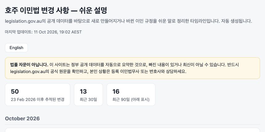 이민법 변경 항목의 등록일과 공식 원문 링크