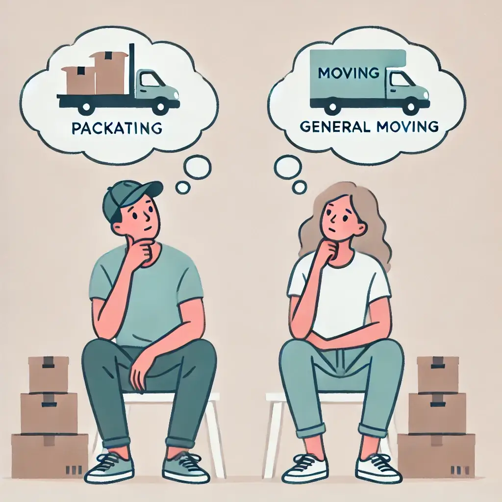 부부가 서비스 가격을 비교하며 고민하는 모습.