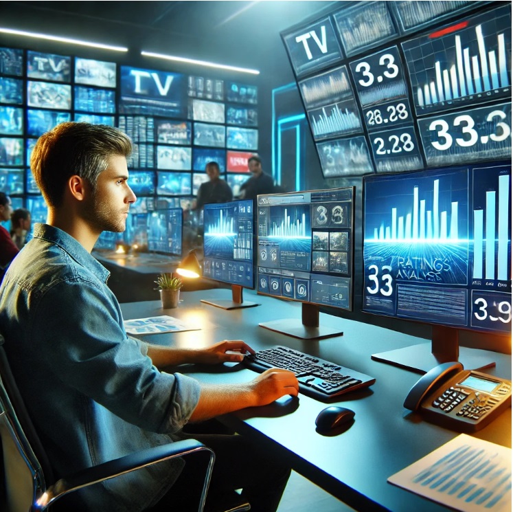 드라마 시청률을 보고 있는 남성의 사진