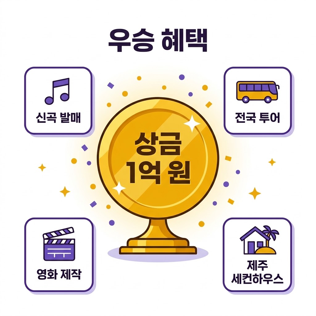 무명전설 우승 상금 1억원 신곡 전국 투어 제주 세컨하우스 부상 인포그래픽