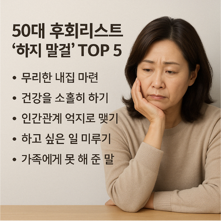50대 후회리스트 '하지 말걸' TOP 5