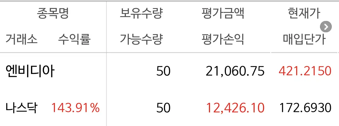 미국주식 앤비디아 보유주식 수