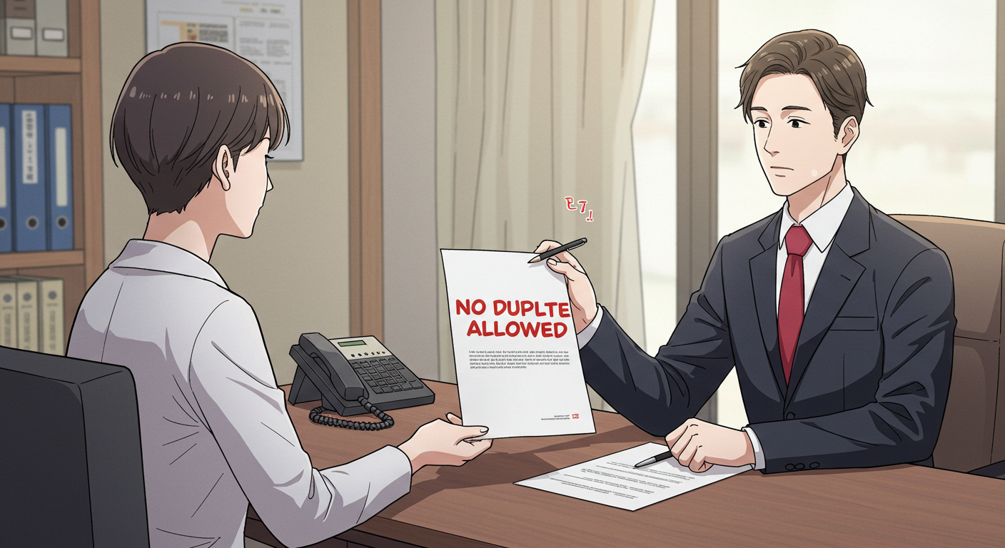 중복 수령이 불가능함을 알려주는 보험 상담 장면