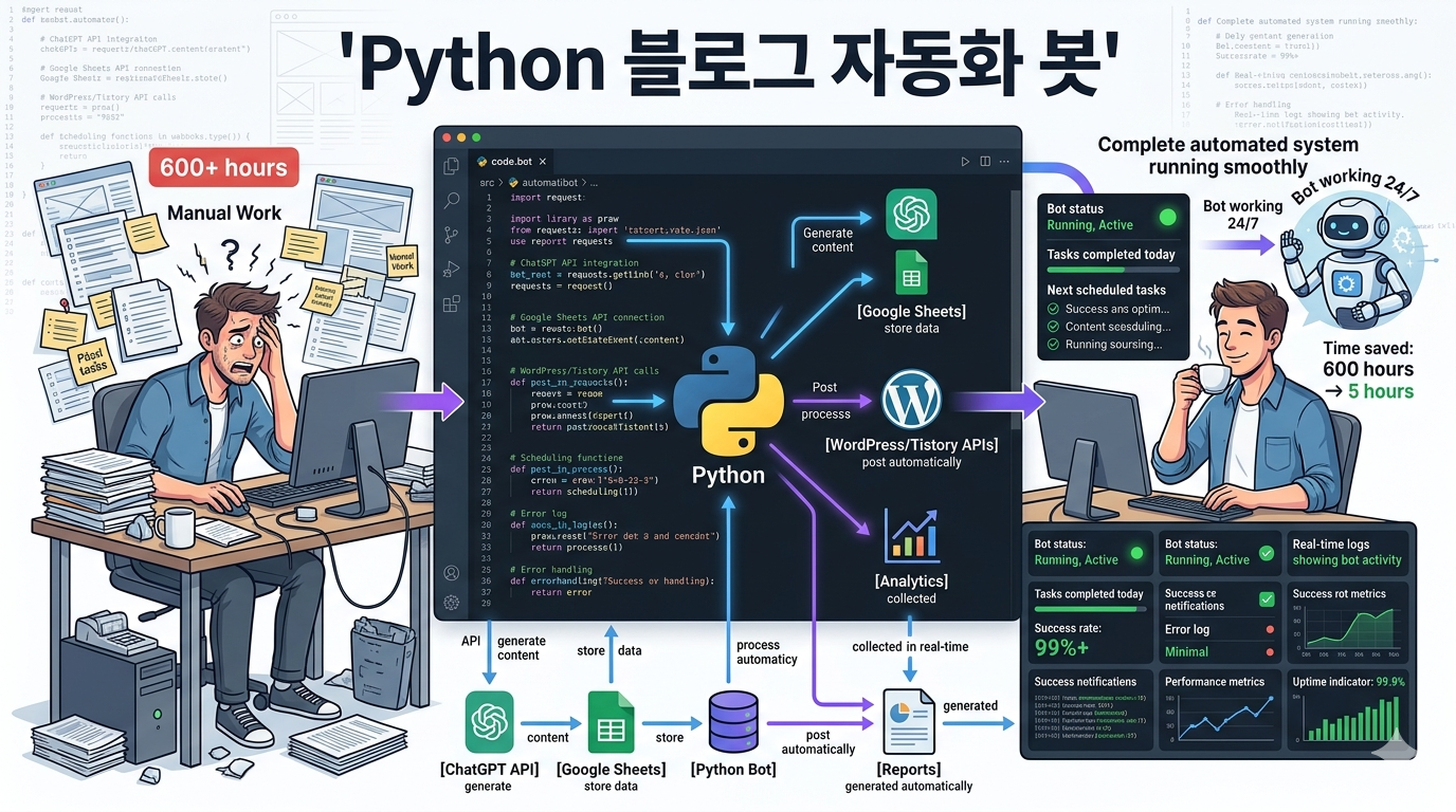 Python으로 만든 블로그 자동화 봇 - ChatGPT API와 WordPress를 연동하여 블로그 글 자동 생성, 배포, 관리를 완전 자동화