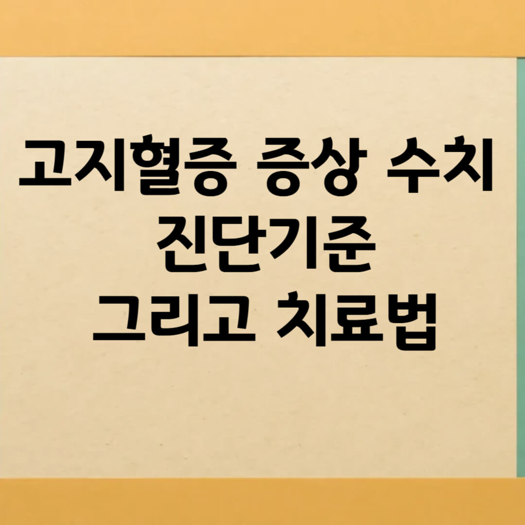 고지혈증 증상 수치 치료법 진단기준