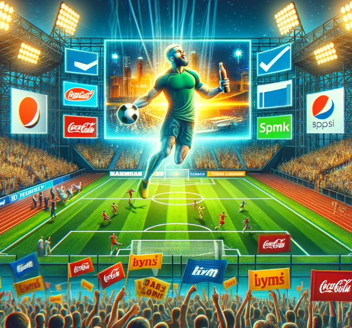 프로선수와 각종 브랜드들이 운동장에 가득 보이고 있다