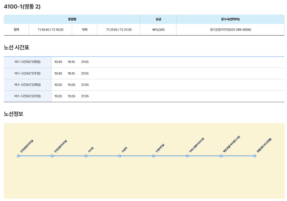 인천공항 리무진버스 시간표 및 예약하기