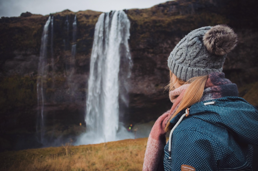 Girl, Waterfall, Iceland image.