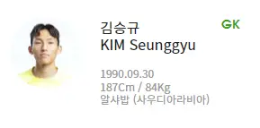 카타르 월드컵-
대한민국 축구국가대표팀 골키퍼 김승규