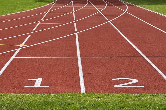 Tartan track&amp;#44; Athletics&amp;#44; Track and field