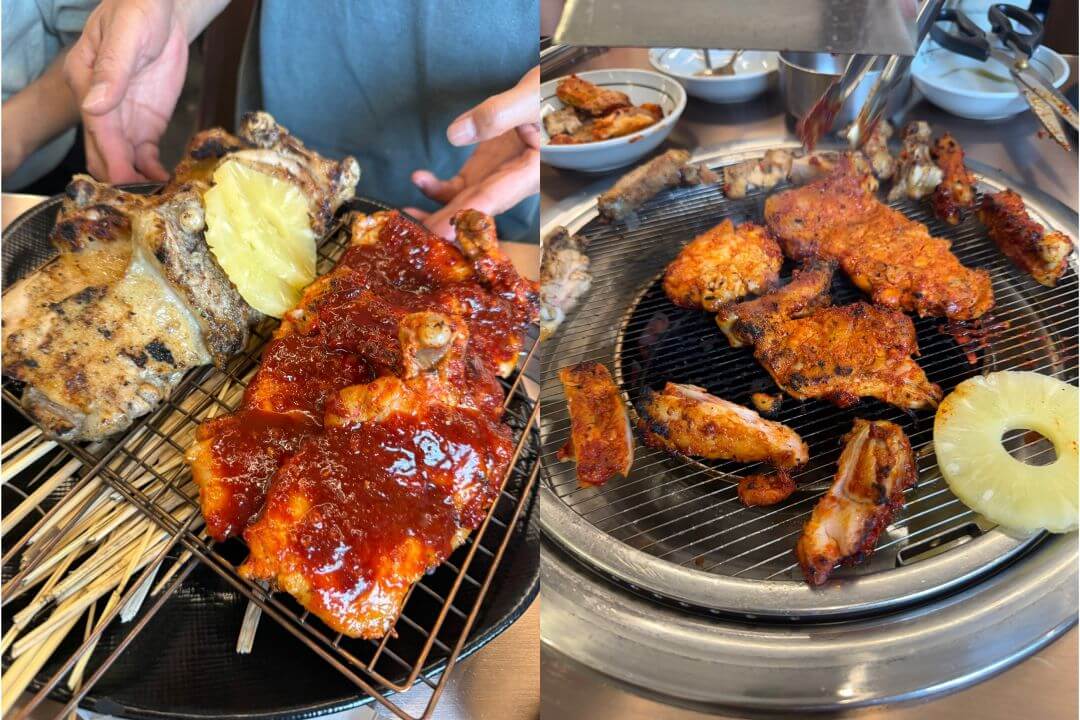 가평 계화원 짚불 훈연 닭구이 소금구이와 고추장구이