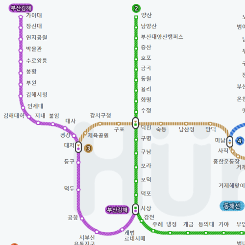 부산 지하철 노선도 크게보기 (부산교통공사)