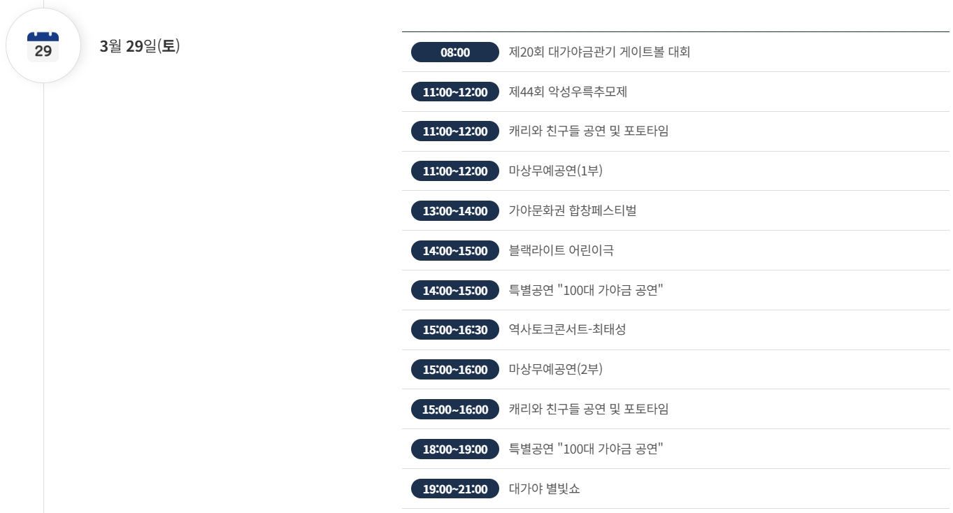 2025 고령 대가야축제 타임테이블