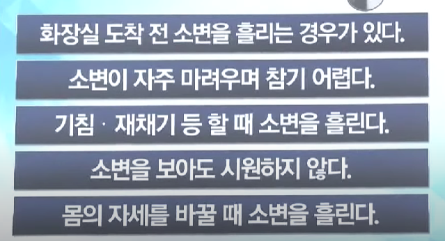 요실금 자가 진단 문항