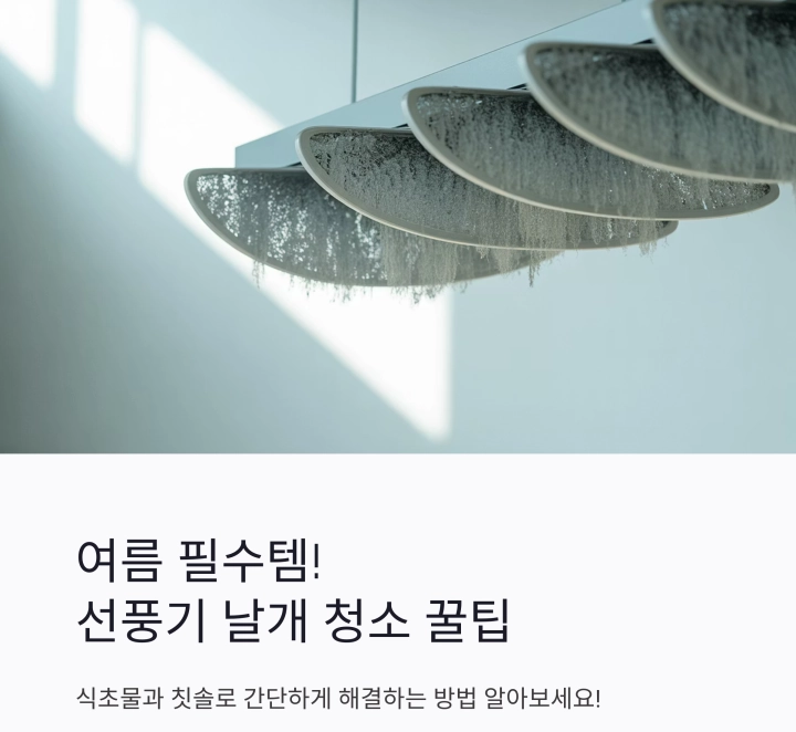 여름 필수템! 선풍기 날개, 식초물과 칫솔로 간단하게 청소하기