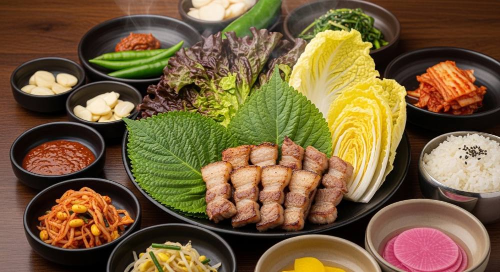 고기쌈밥정식 음식 사진