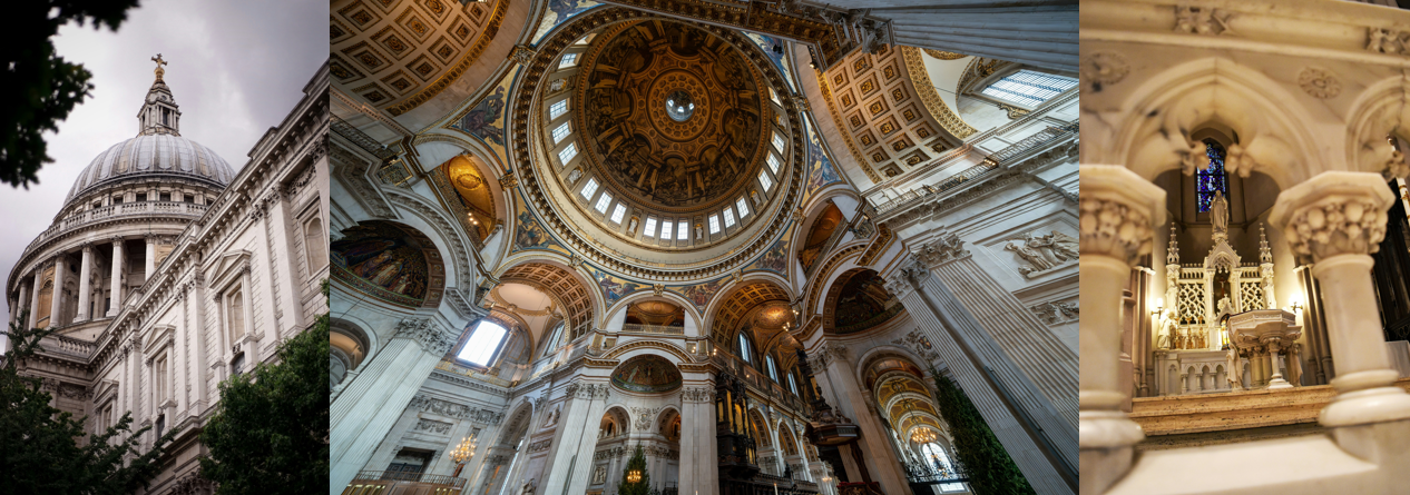 런던 세인트폴 대성당 외부 및 내부 이미지 사진