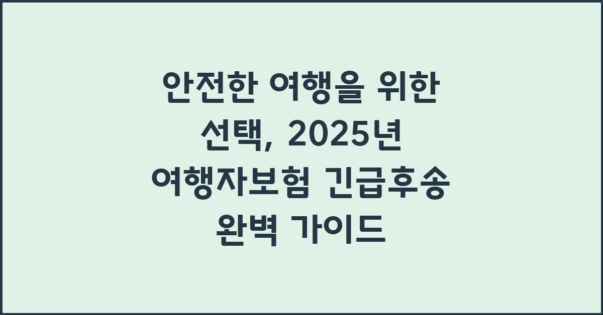 안전한 여행을 위한 선택: 확실한 여행자보험 긴급후송