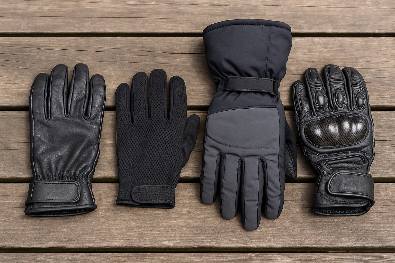 여러가지 종류의 오토바이 라이더 장갑