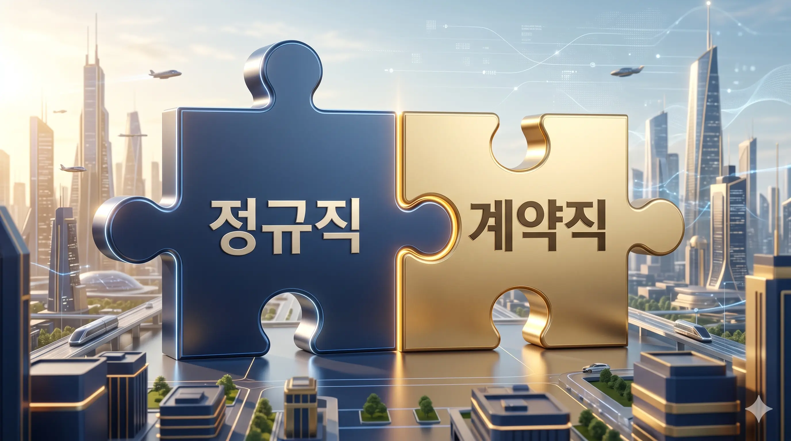 공공부문 정규직과 비정규직의 상생 및 처우 개선을 상징하는 이미지