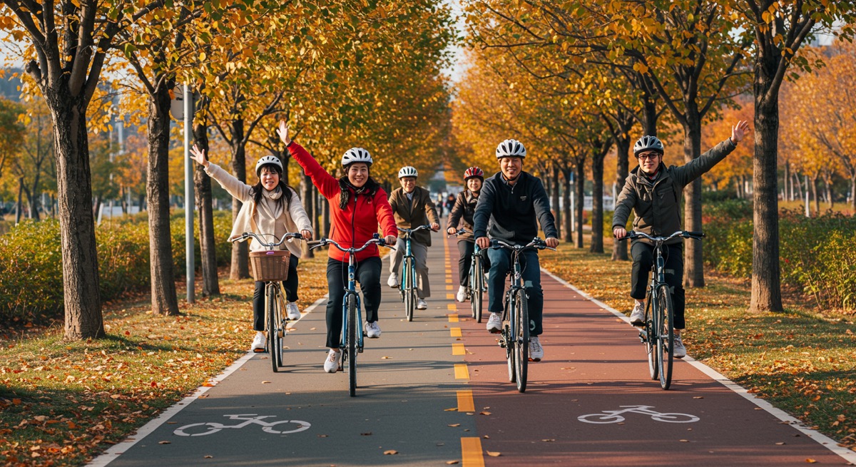 천호자전거거리 가을바람 라이딩 풍경