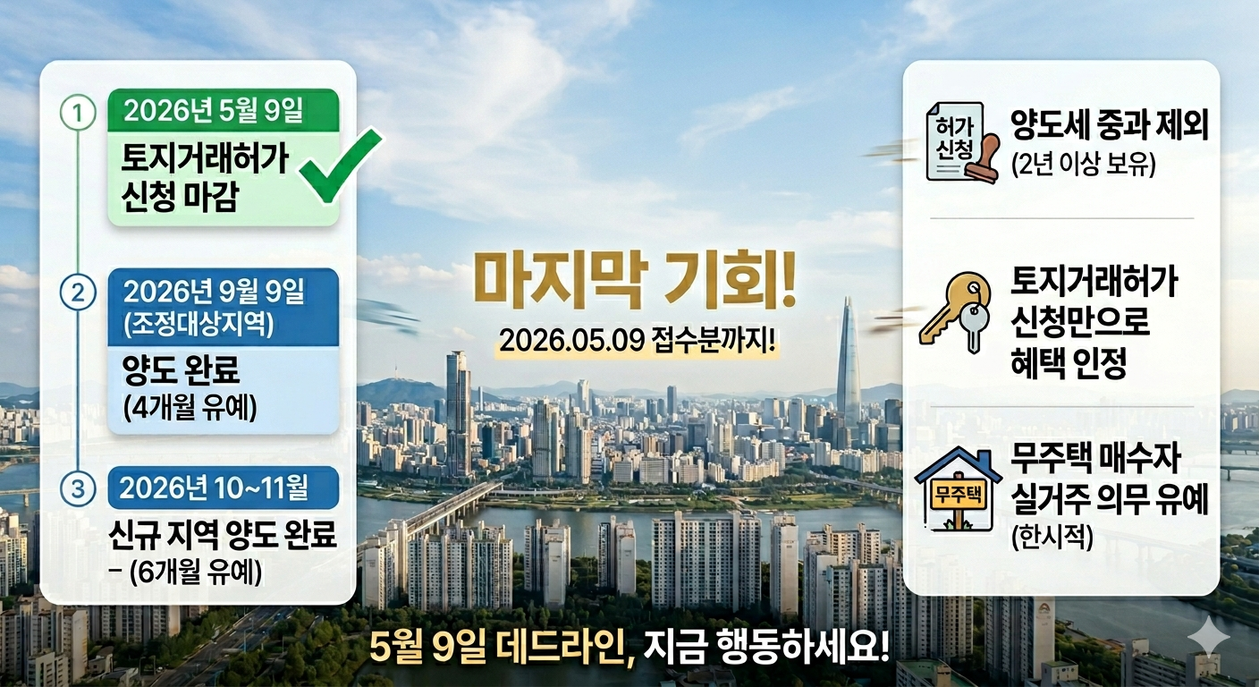 2026년5월9일전 토지거래허가접수분까지 양도소득세 중과배제