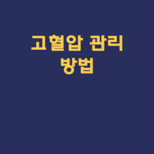 고혈압 관리 방법