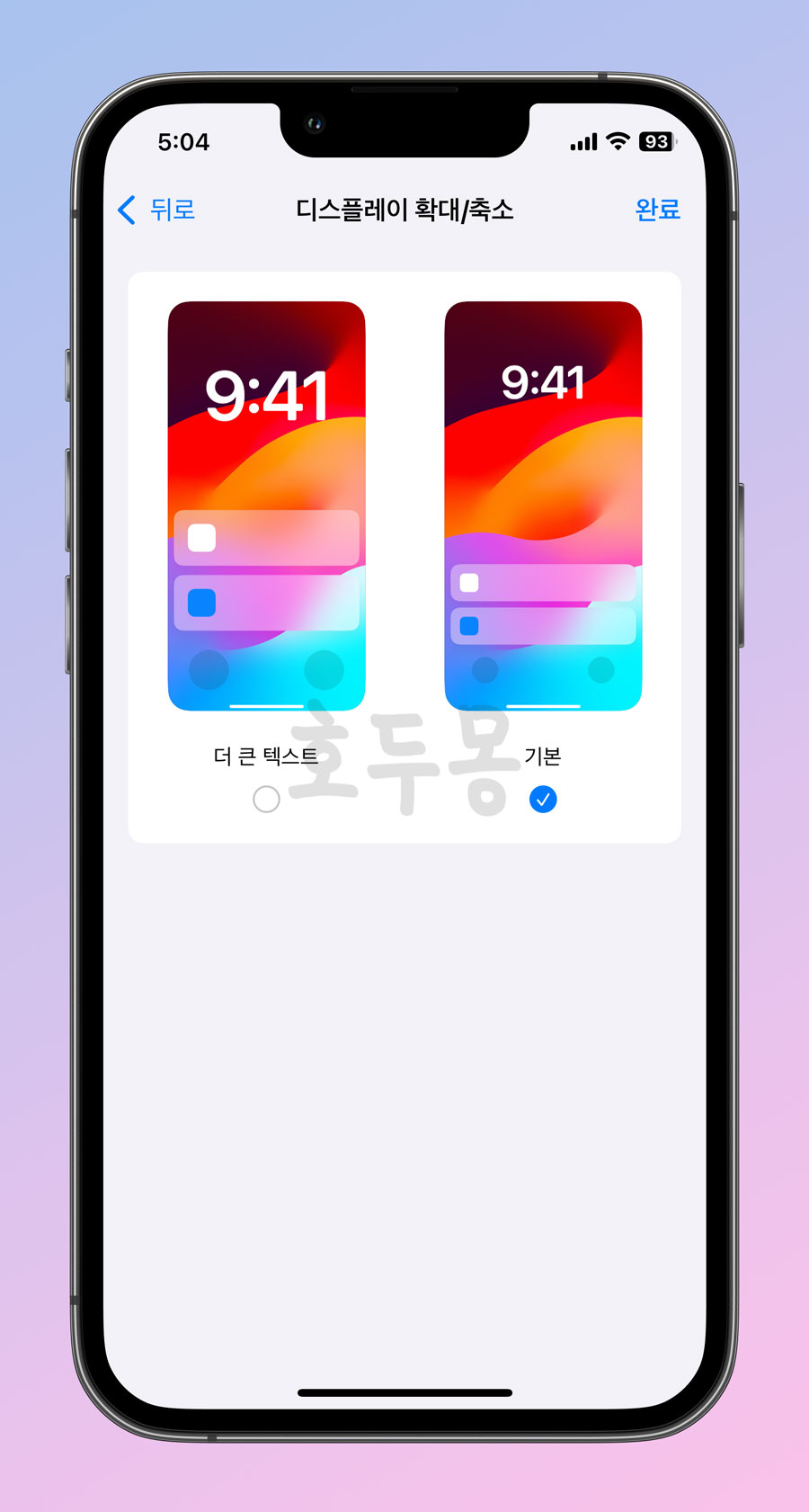 디스플레이 확대/축소 메뉴