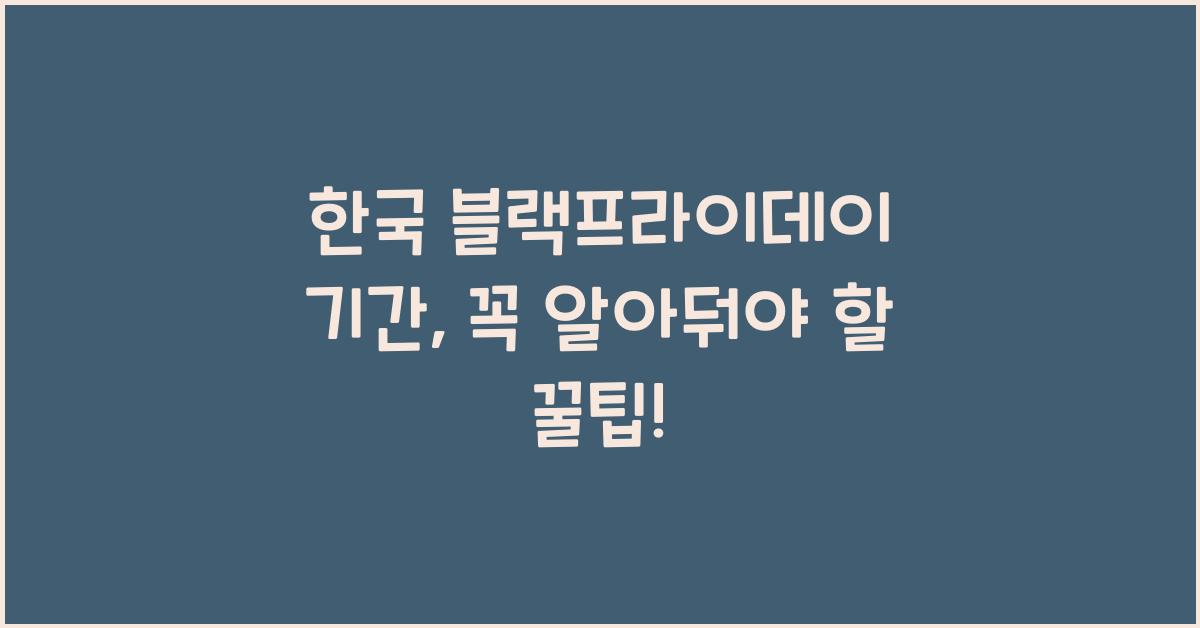 한국 블랙프라이데이 기간