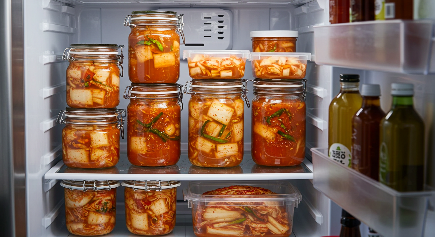 김치 냄새 때문에 냉장고 문 열기 망설여지시죠? 꿉꿉함 싹 잡는 초간단 탈취법 모음!
아... 냉장고 문을 딱 여는 순간! 시원함보다 먼저 코를 찌르는 강렬한 '그 냄새'... 네, 바로 김치 냄새입니다. 우리나라 밥상에 김치가 빠질 수 없지만, 냉장고 안에서 퍼지는 김치 냄새는 정말 골치 아픈 문제죠. 다른 음식에 냄새가 배는 건 물론이고, 냉장고 문을 열 때마다 풍기는 꿉꿉한 냄새 때문에 눈살을 찌푸리게 됩니다.

김치 냄새가 유독 강력한 이유는 김치가 발효되는 과정에서 생성되는 다양한 휘발성 유기 화합물 때문인데요. 이 성분들이 냉장고 내부 곳곳에 배어들면서 좀처럼 사라지지 않는 특유의 냄새를 만들어냅니다. 환기를 시켜봐도 소용없고, 탈취제를 사서 넣어봐도 그때뿐인 것 같다고요?

너무 걱정하지 마세요! 사실 냉장고 김치 냄새는 비싼 탈취제나 복잡한 방법 없이도 집에서 쉽게 구할 수 있는 재료들로 충분히 잡을 수 있습니다. 오늘은 여러분의 냉장고를 다시 상큼하게 만들어 줄, 효과 만점의 초간단 김치 냄새 제거 방법들을 아낌없이 알려드릴게요. 지금 바로 냉장고 냄새 때문에 스트레스받고 있다면, 이 방법들을 꼭 한번 따라 해보세요!

🥇 가장 중요한 첫걸음: 원인 차단! 김치통 밀봉부터 확인하세요
아무리 좋은 탈취제를 넣어도 냄새의 근원지에서 계속 냄새가 새어 나온다면 소용이 없겠죠? 냉장고 김치 냄새의 주범은 대부분 제대로 밀봉되지 않은 김치통에서 시작됩니다.

김치통은 무조건 '밀폐 용기'로!: 김치는 일반 반찬통보다는 김치 전용 용기나 강력한 밀폐력을 자랑하는 용기에 보관하는 것이 필수입니다. 공기가 최대한 통하지 않도록 뚜껑을 꽉 닫아주세요.
김치 국물이 묻어있다면: 김치통 외부에 김치 국물이나 양념이 묻어있다면 깨끗하게 닦아서 넣어주세요. 용기 외부에 묻은 양념에서도 냄새가 날 수 있습니다.
김치를 소분해서 보관: 큰 김치통 하나보다는 작은 용기 여러 개에 나눠 담아두면, 자주 꺼내 먹는 용기의 뚜껑만 열게 되어 냄새가 전체적으로 덜 퍼집니다.
냄새가 더 이상 새어 나오지 않도록 원인을 차단하는 것이 탈취의 첫걸음이자 가장 중요한 예방책입니다!

🥈 냉장고 속 '냄새 먹는 하마'들 투입! 천연 탈취제 활용법
자, 이제 냉장고 안에 이미 배어버린 냄새를 잡을 차례입니다. 우리 주변에서 쉽게 찾을 수 있는 재료들이 아주 훌륭한 천연 탈취제 역할을 해준답니다.

만능 살림꾼, 베이킹 소다: 베이킹 소다는 습기와 냄새를 흡수하는 데 탁월한 효과가 있습니다. 작은 그릇이나 넓은 입구의 병에 베이킹 소다를 적당량(종이컵 반 컵~한 컵 정도) 담아주세요. 중요한 건 뚜껑을 덮지 않고 냉장고 선반 구석에 놓아두는 것입니다. 냄새를 흡수하면서 점점 굳어지는데, 한두 달에 한 번씩 교체해주거나 굳은 부분을 긁어내서 다시 사용해도 좋습니다. 오래된 베이킹 소다는 청소용으로 활용하면 일석이조!
자연의 필터, 숯 (또는 활성탄): 숯의 미세한 구멍들은 냄새 분자를 빨아들이는 강력한 흡착 기능을 합니다. 마트나 인터넷에서 쉽게 구할 수 있는 백탄이나 참숯을 깨끗하게 씻어 말린 후, 망사 주머니나 구멍이 뚫린 바구니에 담아 냉장고 칸칸마다 넣어두세요. 활성탄은 숯보다 흡착력이 뛰어나 효과가 더 좋습니다. 숯은 주기적으로 햇볕에 말려주면 탈취 능력이 되살아나 재사용이 가능합니다.
커피 마시고 남은 찌꺼기도 버리지 마세요!: 은은한 커피 향이 김치 냄새를 중화하는 데 도움을 줍니다. 하지만 젖은 상태 그대로 냉장고에 넣으면 곰팡이가 필수 있어요! 꼭 전자레인지에 2~3분 돌리거나 프라이팬에 볶아서 완전히 말린 후에 사용하세요. 잘 말린 커피 찌꺼기를 작은 접시나 종이컵에 담아 냉장고에 넣어두면 냄새도 잡고 커피 향도 은은하게 퍼지는 효과를 볼 수 있습니다.
차 마시고 남은 녹차 잎: 녹차 잎도 커피 찌꺼기처럼 탈취 효과가 있습니다. 사용하고 남은 녹차 잎이나 티백을 잘 말려서 작은 그릇에 담아 냉장고에 넣어두면 됩니다.
상큼한 향으로 냄새를 잡자! 레몬 조각이나 귤껍질: 시트러스 계열의 상큼한 향은 불쾌한 냄새를 중화하는 데 효과적입니다. 레몬이나 귤을 먹고 남은 껍질을 깨끗하게 씻어 물기를 제거한 후, 냉장고 곳곳에 놓아두세요. 며칠 지나면 향이 약해지니 새것으로 교체해주거나, 껍질을 잘게 잘라 말려서 사용하는 것도 방법입니다.
의외의 강력함, 식초: 식초의 산성 성분이 김치 냄새처럼 알칼리성 냄새를 중화하는 데 효과가 탁월합니다. 작은 컵에 물을 조금 붓고 식초를 2~3스푼 타서 냉장고 구석에 놓아두세요. 이때, 실수로 쏟지 않도록 주의해야 합니다! 식초 냄새가 처음에는 강하게 느껴질 수 있지만, 시간이 지나면서 냉장고 안의 불쾌한 냄새와 함께 사라집니다. 너무 강하게 느껴진다면 식초 양을 줄여보세요. (원액은 너무 자극적일 수 있습니다.)
먹다 남은 소주 활용법: 김빠진 소주도 훌륭한 탈취제가 될 수 있습니다. 깨끗한 행주나 천에 소주를 적셔서 냉장고 안을 구석구석 닦아내 보세요. 알코올이 냄새 입자를 증발시키는 데 도움을 줍니다. 작은 컵에 소주를 조금 따라 넣어두는 것도 방법입니다.
🥉 냄새가 배어버린 냉장고 내부, 깨끗하게 청소하기
오랜 시간 냄새에 노출되면 냉장고 벽면이나 선반, 고무패킹 등에 냄새가 배어들 수 있습니다. 탈취제를 놓아두는 것과 더불어 냉장고 내부를 깨끗하게 닦아주는 것이 중요합니다.

전원 끄고 내용물 꺼내기: 안전을 위해 청소 전에는 냉장고 전원을 끄고, 청소하는 동안 상할 수 있는 음식물은 잠시 아이스박스 등에 옮겨두세요.
선반과 서랍 분리해서 닦기: 분리 가능한 선반과 서랍은 모두 꺼내서 주방 세제나 베이킹 소다 푼 물로 깨끗하게 닦아줍니다.
내부 벽면과 문 닦기: 냉장고 내부 벽면, 문 안쪽, 특히 냄새가 잘 배는 고무패킹 부분을 꼼꼼하게 닦아줍니다. 베이킹 소다와 물을 1:1 비율로 섞은 반죽이나 식초 희석액을 사용하면 탈취 효과를 높일 수 있습니다. 닦은 후에는 마른행주로 물기를 완전히 제거해야 합니다.
환기: 청소 후에는 냉장고 문을しばらく開けておき、충분히 환기를 시켜 냄새와 습기를 제거합니다.
마무리하며
냉장고 김치 냄새, 정말 골치 아프지만 오늘 알려드린 베이킹 소다, 숯, 커피 찌꺼기, 식초 등 주변에서 쉽게 구할 수 있는 재료들로도 충분히 효과적으로 제거할 수 있습니다. 꾸준히 관리하는 것이 중요하니, 이 방법들을 생활화해보시는 건 어떨까요?

가장 중요한 건 냄새가 배기 전에 김치통을 잘 밀봉하는 예방이라는 것을 잊지 마시고요! 오늘 알려드린 방법들로 여러분의 냉장고가 다시 상쾌해지기를 바랍니다. 이제 더 이상 냉장고 문 열기를 망설이지 마세요! 맛있는 김치와 함께 냄새 걱정 없는 깔끔한 냉장고를 유지하시길 응원합니다!