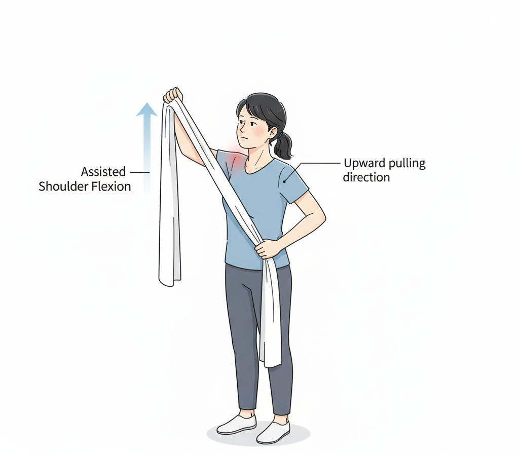 오십견 수건 스트레칭 방법