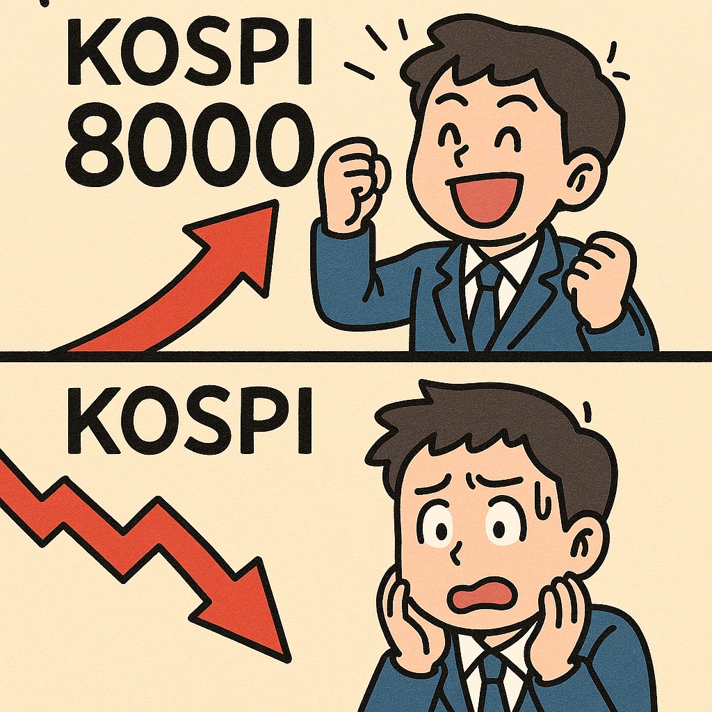 코스피 8000 돌파 후 하락