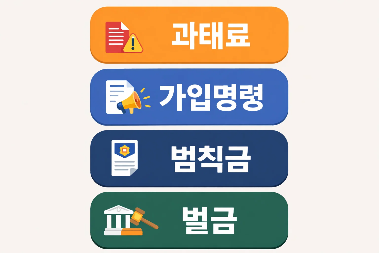 자동차 책임보험 미가입 과태료와 가입명령 범칙금 벌금의 차이를 구분해 판단하도록 정리한 비교 이미지