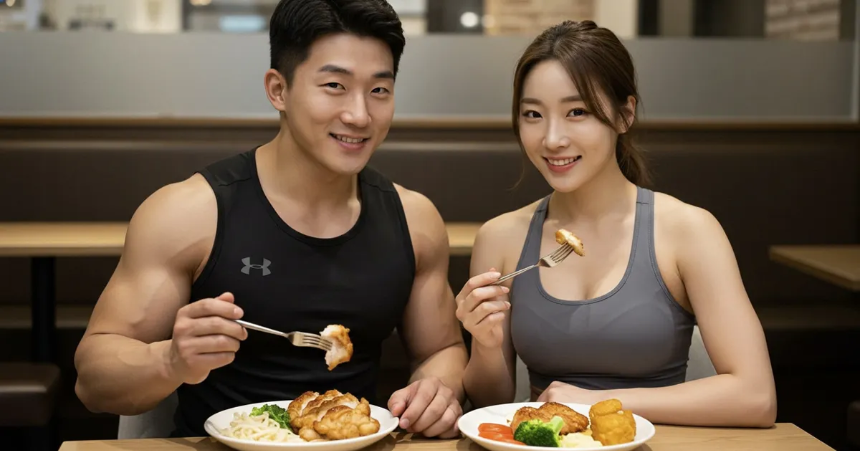 단백질식단을 하고있는 남녀커플 이미지