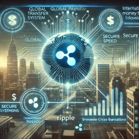 Ripple 로고와 국제 송금 흐름 인포그래픽