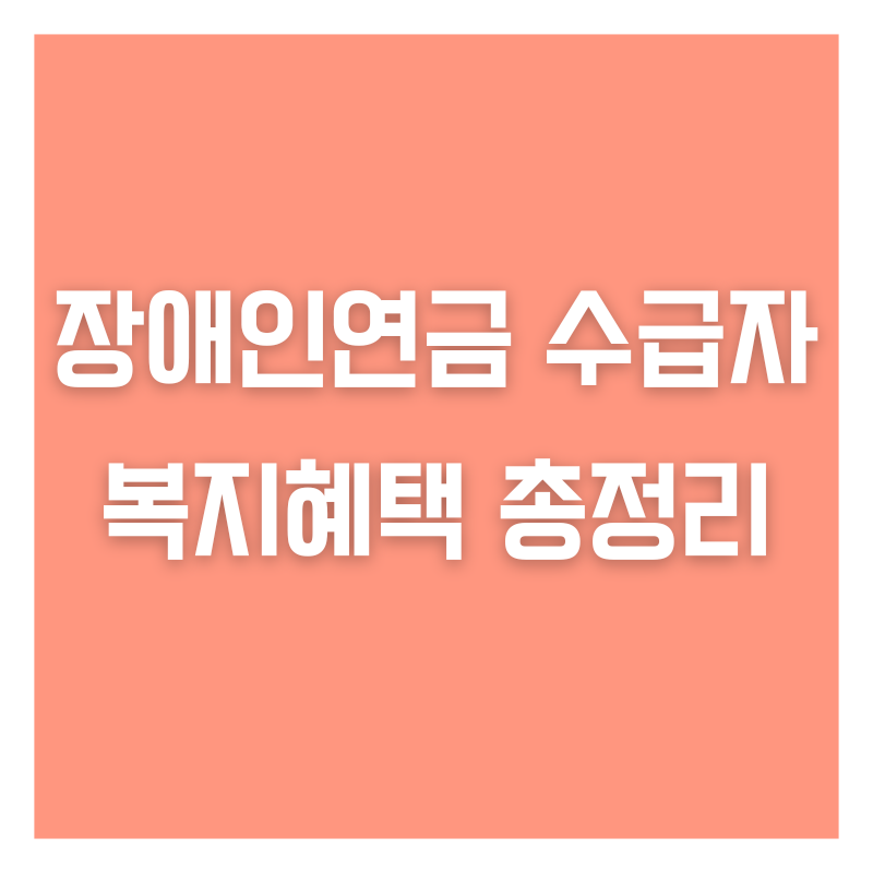 장애인연금 수급자 복지혜택 총정리