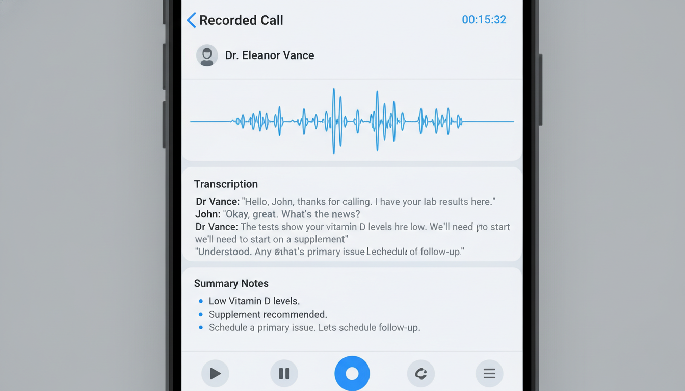 아이폰 통화 녹음 후 텍스트로 자동 변환 및 요약된 화면