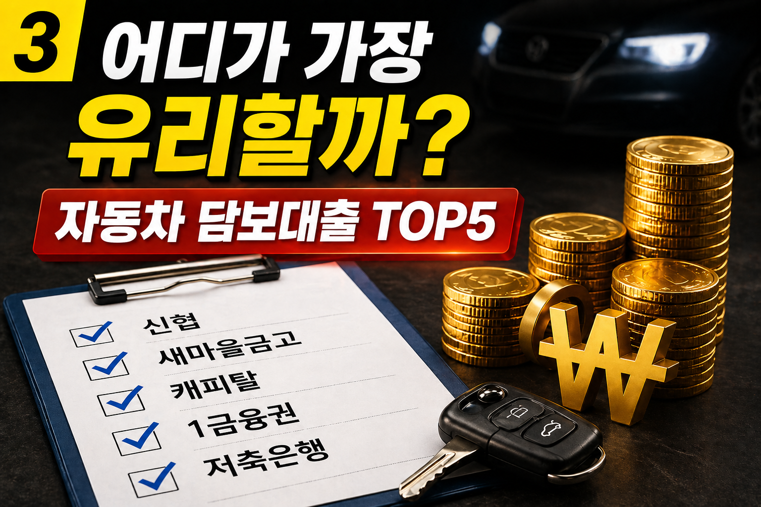 자동차 담보대출 금리 비교 TOP5 2026