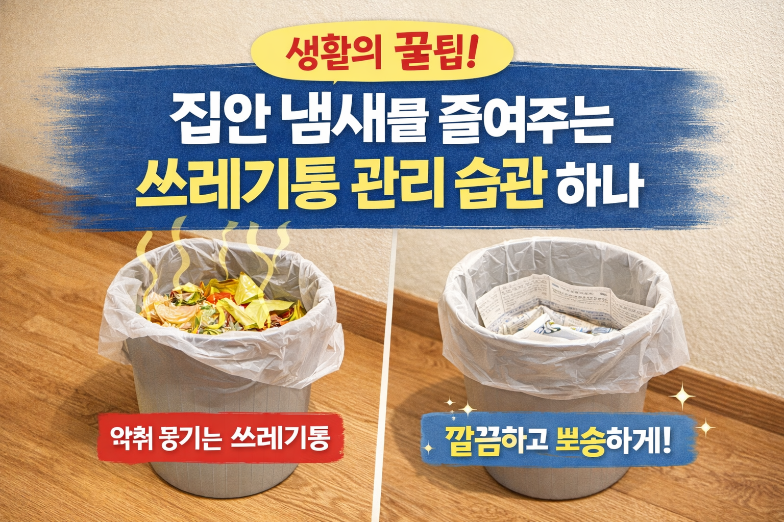 집안 냄새를 줄여주는 쓰레기통 관리 습관 하나