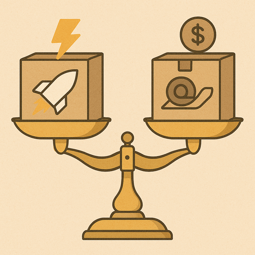 로켓배송과 일반배송의 비교를 나타내는 인포그래픽 이미지