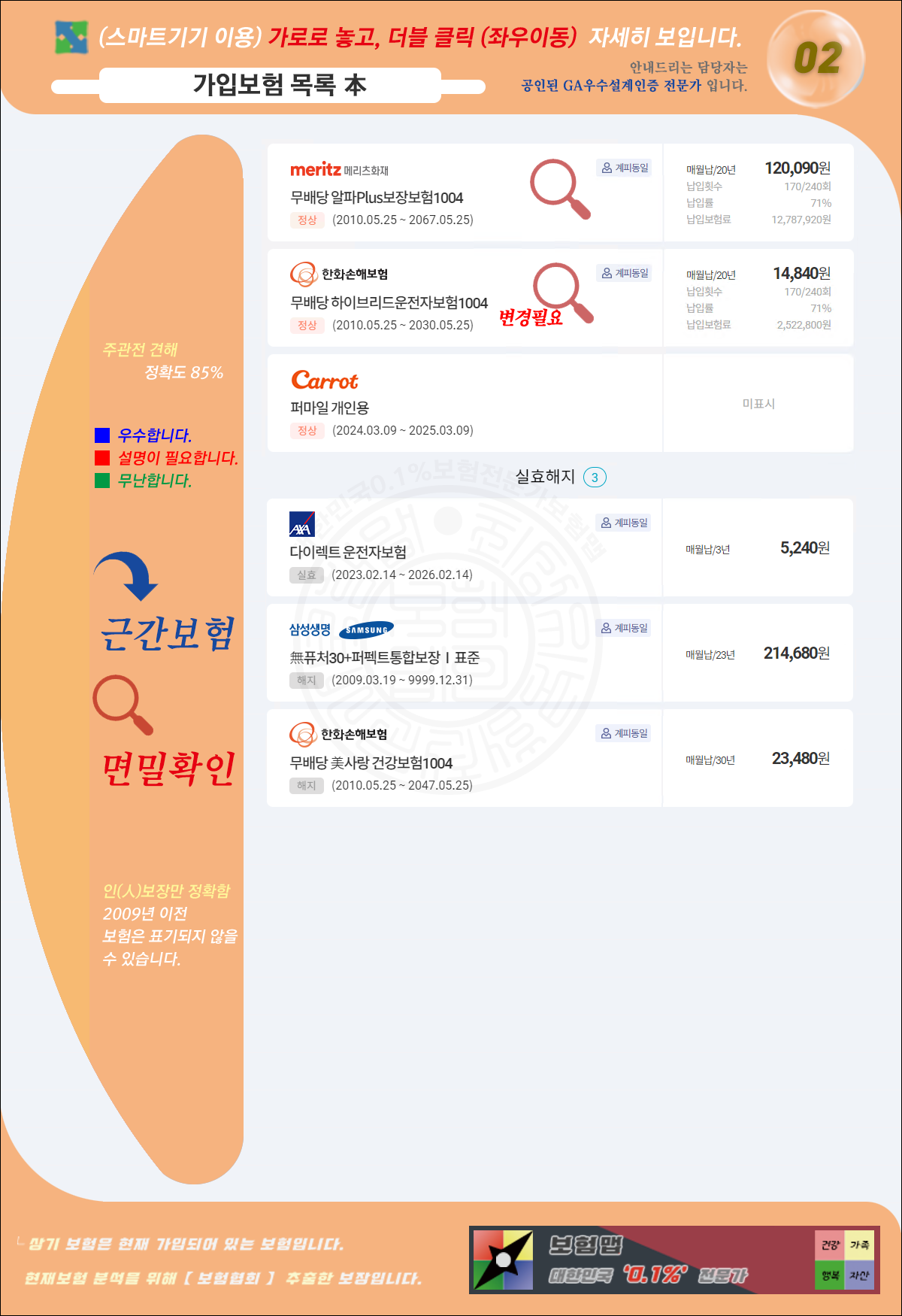 최지원(보장분석)-2-보험목록-알파플러스보험-하이브리드운전자보험