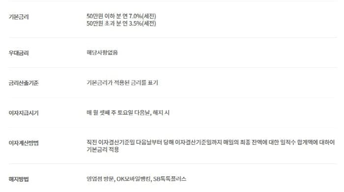 OK저축은행-OK짠테크통장-금리