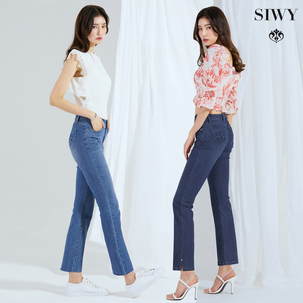 SIWY 슬림 앵클 플레어 핏 데님