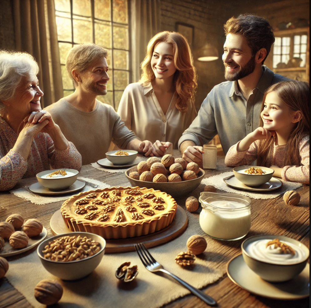호두를 먹고 있는 가족들