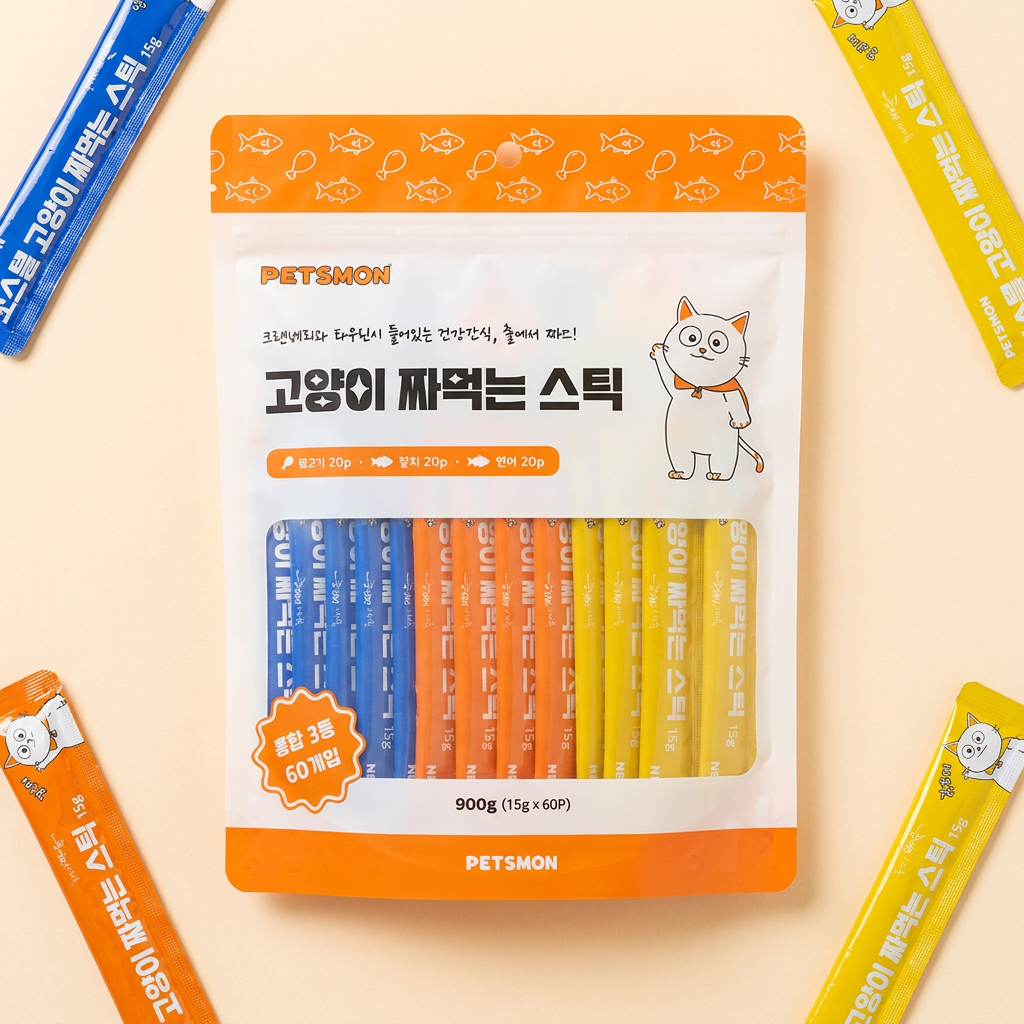 펫츠몬 고양이 짜먹는 스틱, 혼합맛, 15g, 60개입, 1개 | 토스쇼핑