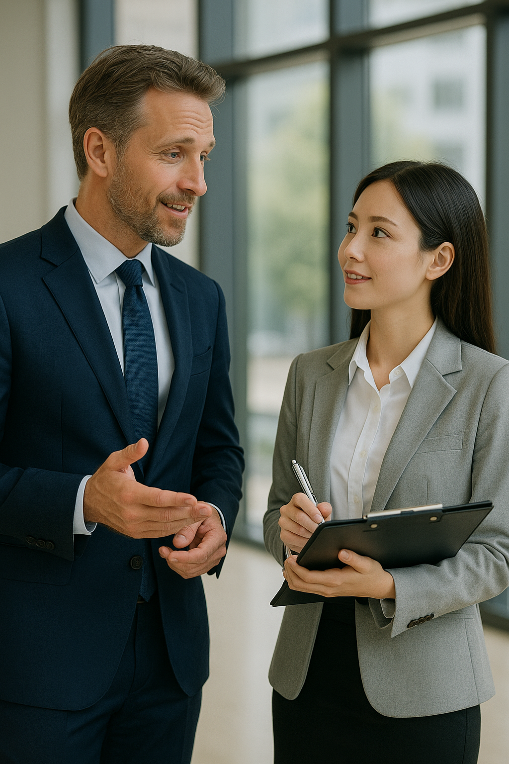 외국인과 여성비서와의 대화