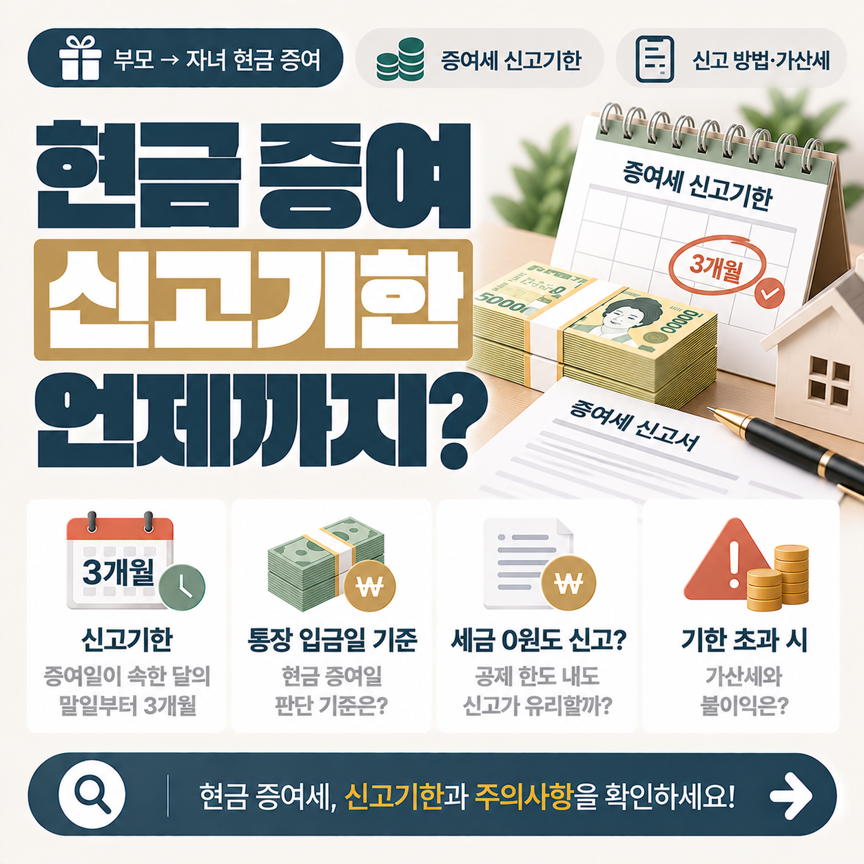 현금 증여 후 증여세 신고기한 계산 기준과 기한을 넘겼을 때 달라지는 점